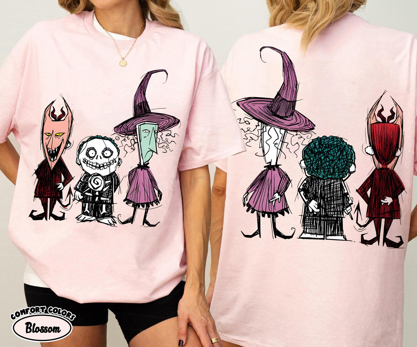 Comfort Colors Two-Sided Lock Shock Barrel Disney Trick Treat Party Nightmare Before Christmas Halloween Tee (3)