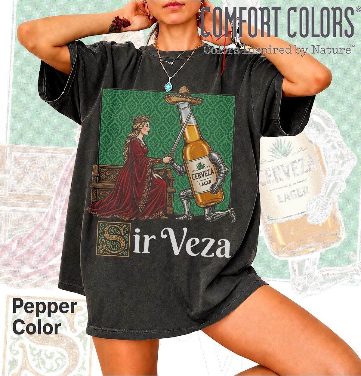 Sir Veza Medieval Beer Vintage Knight Ale Fantasy Drinking Renaissance Humor Tee Bk (1)