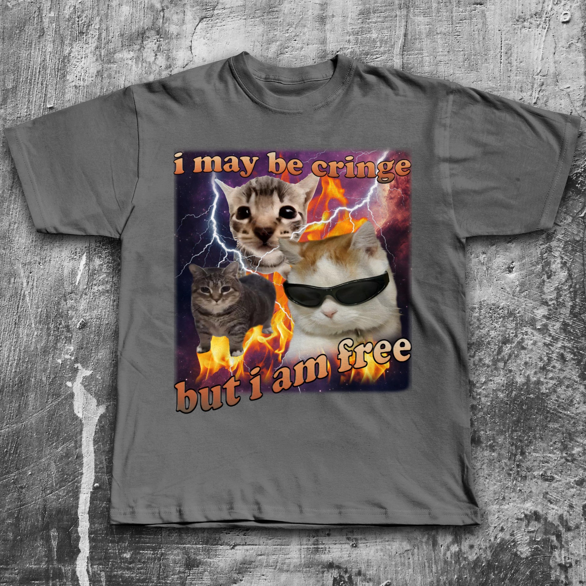 May Cringe Am Free Cat Meme Tee Woman Man Silly Cats Stupid Joke Ironic (3)