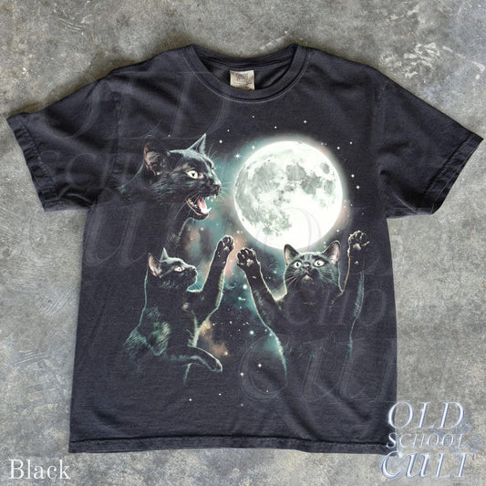 Vintage Black Cat Moon Celestial Cat Lover Tee Spooky Gothic Kitty (1)