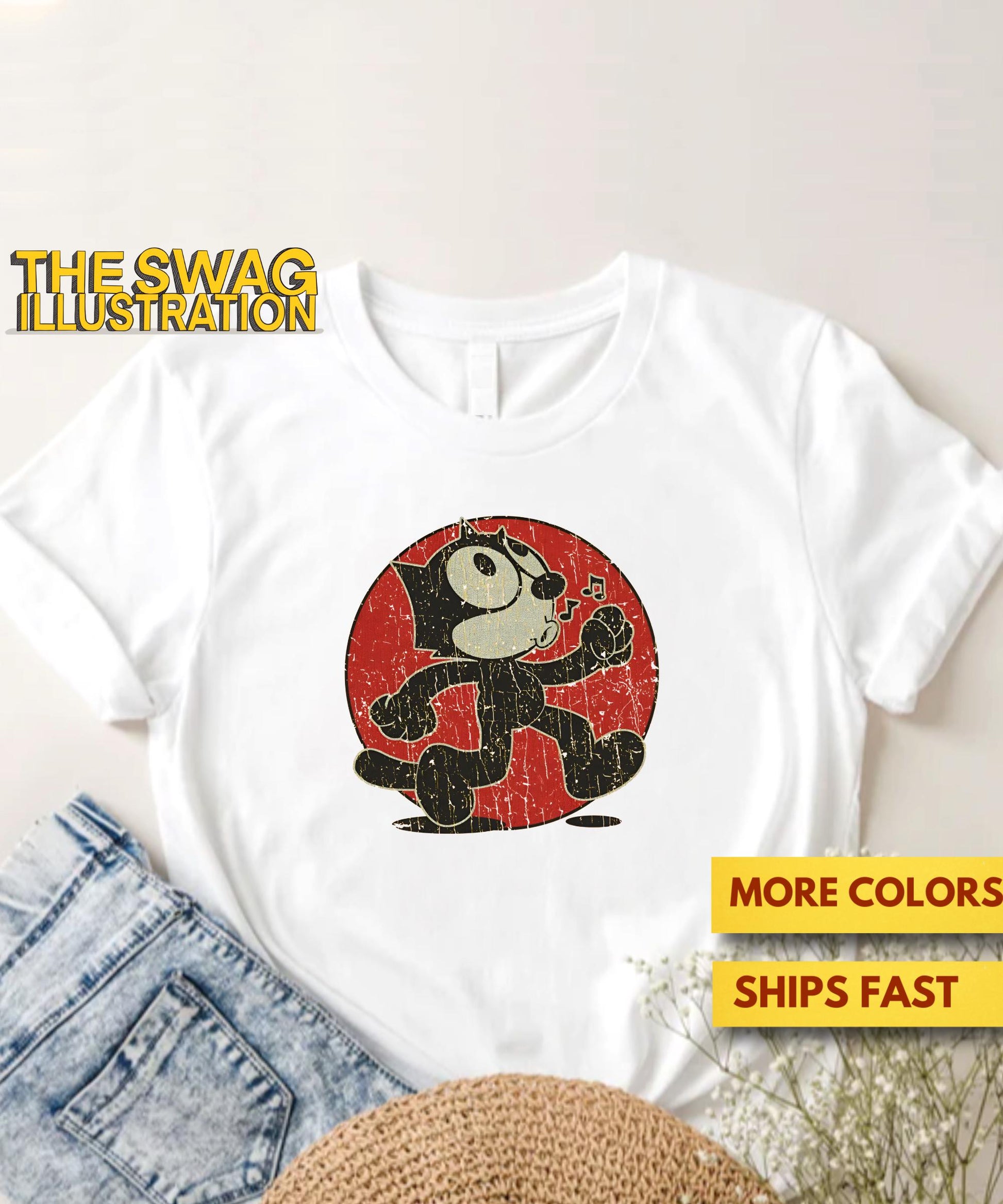 Vintage Felix Ca Distressed Cartoon Ultra Tee Unisex T-shirt, Sweatshirt, Hoodie (2)