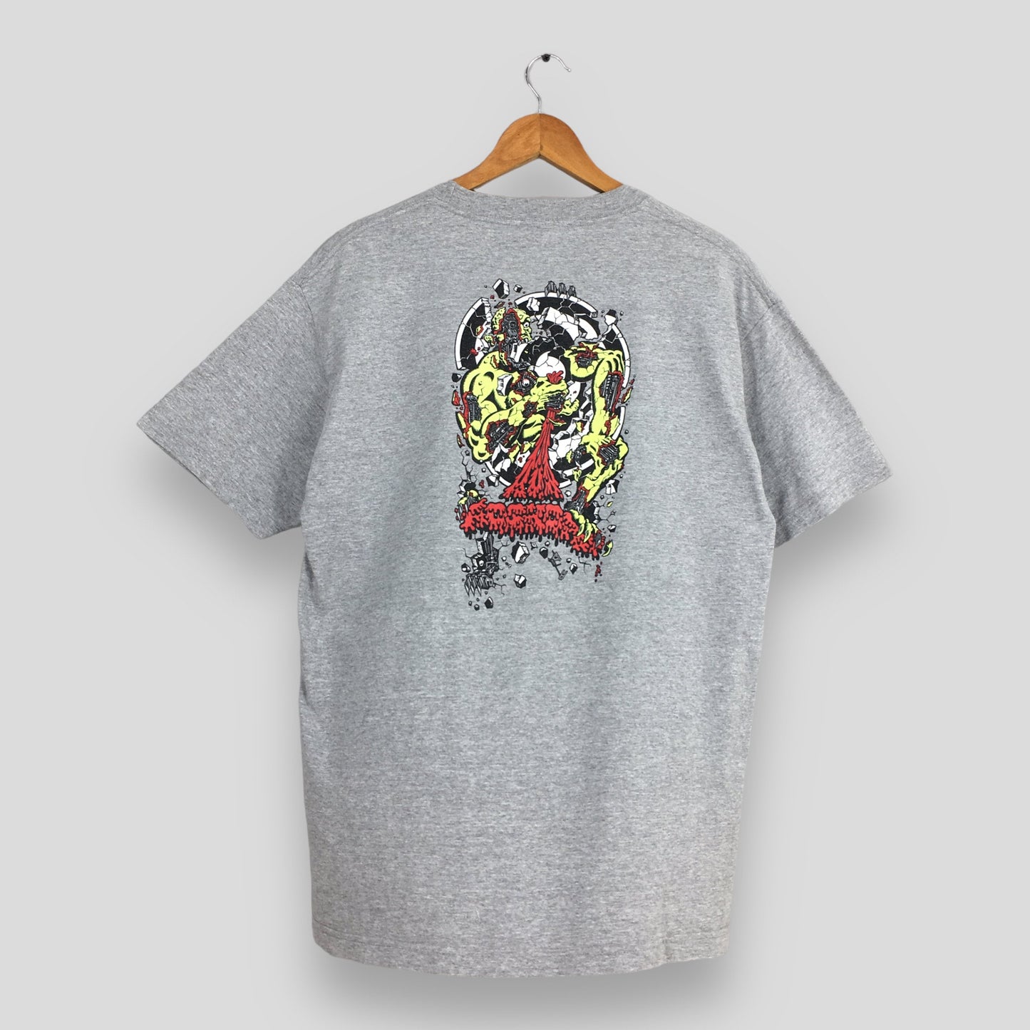 Vintage 90'S Rob Roskopp Pushead Gray Medium Rob Roskopp Skateboard Printed Nhs Streetwear Thrasher Skater Tee Size (1)