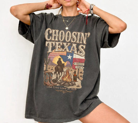 Choosin Texas Comfort Colors Vintage Country Music Merch Retro Western Cowboy (1)