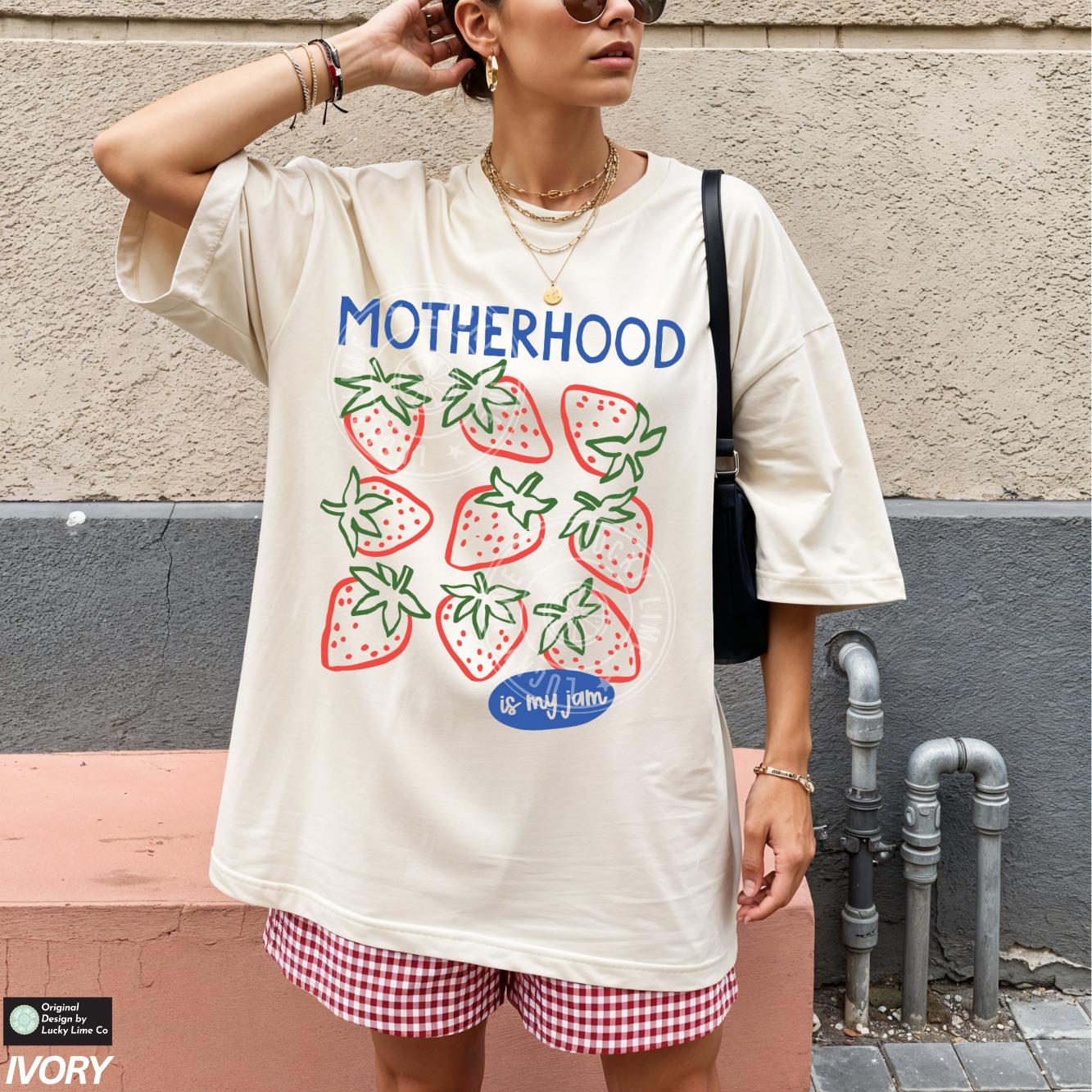 Motherhood Jam Comfort Colors Strawberry Mama Unisex T-shirt, Sweatshirt, Hoodie (1)