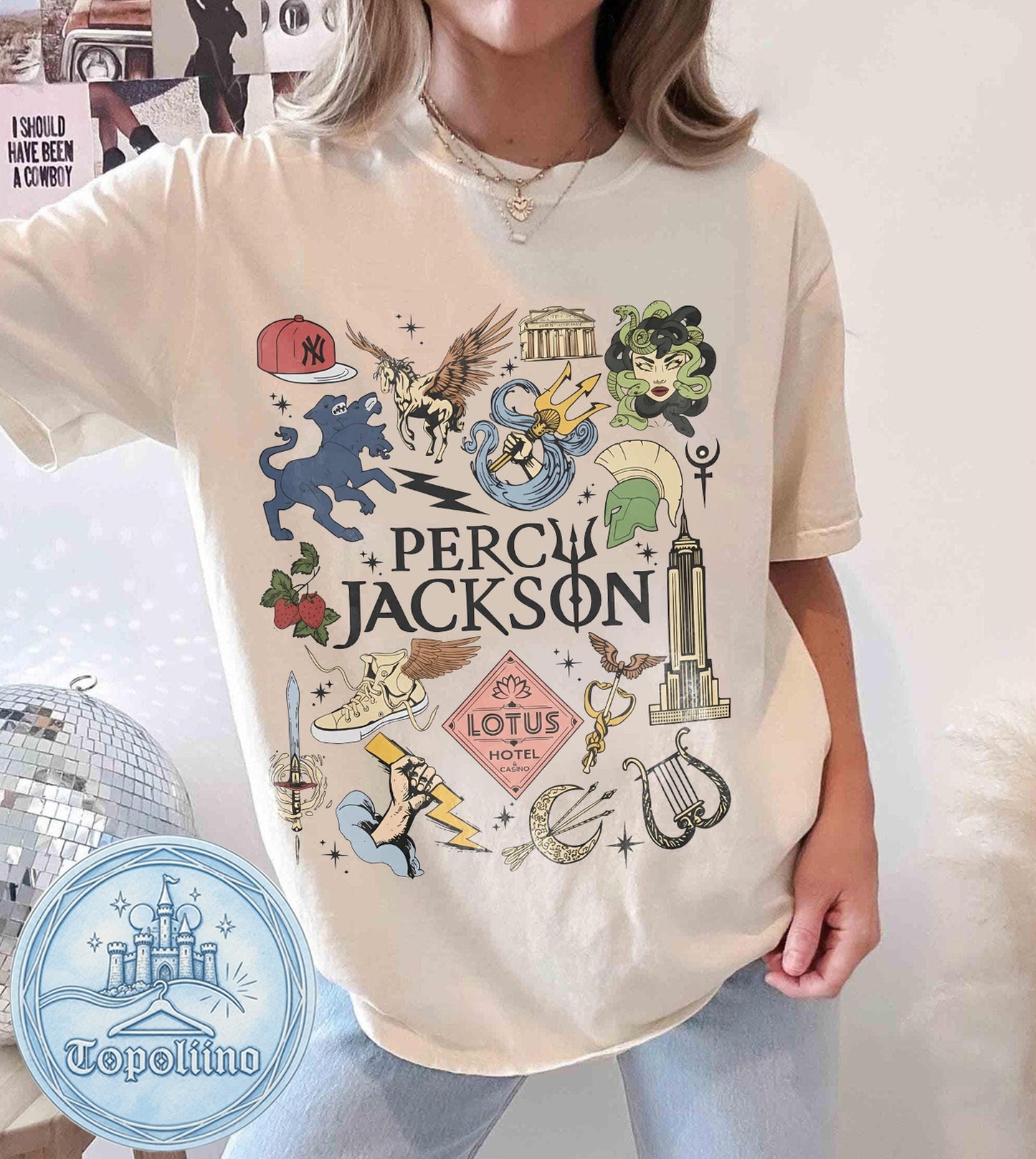 Percy Jackson Olympians Symbols Lotus Hotel Medusa Tee Camp Half Blood Greek Mythology Demigods Tee Bookish Reader (3)