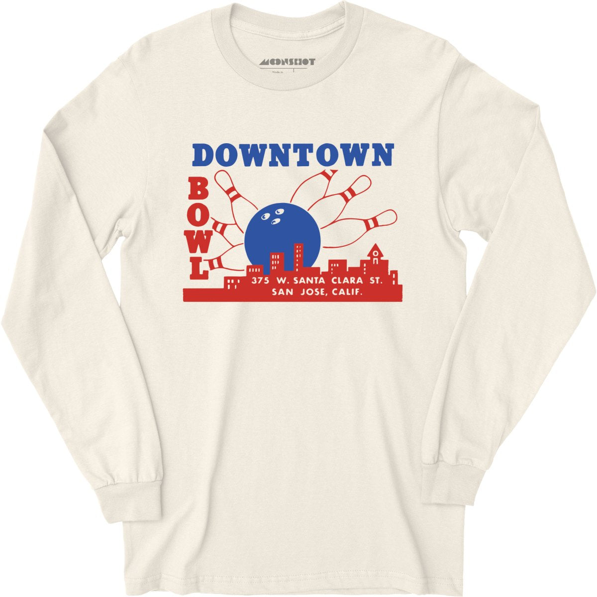 Downtown Bowl - San Jose, CA - Vintage Bowling Alley - Long Sleeve T-Shirt