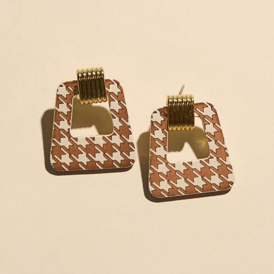 Ecru & Bronze Houndstooth Avery