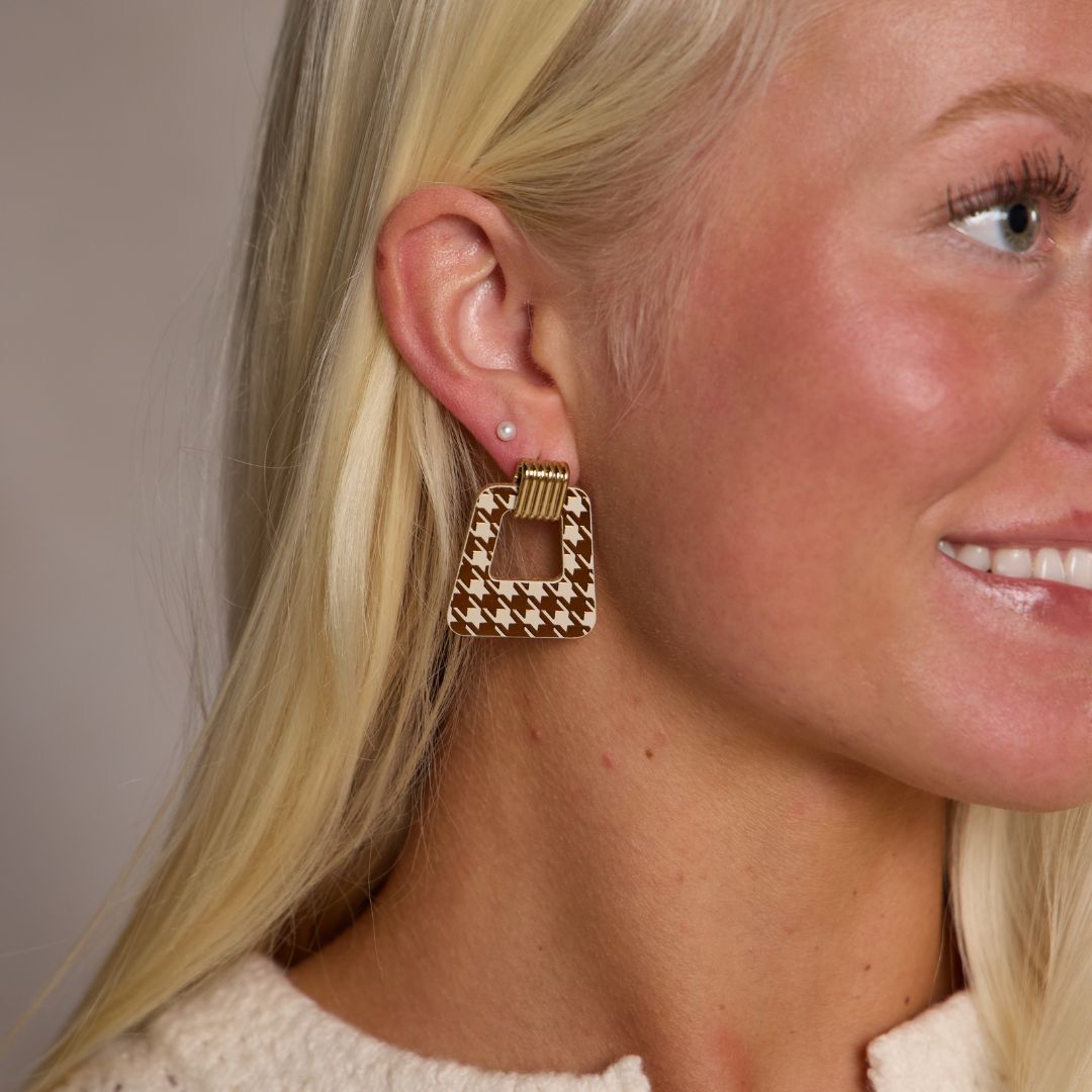 Ecru & Bronze Houndstooth Avery