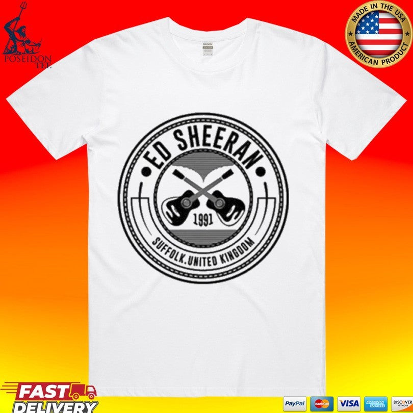 Ed Sheeran Suffolk United kingdom 1991 Crossed Guitar T-shirt