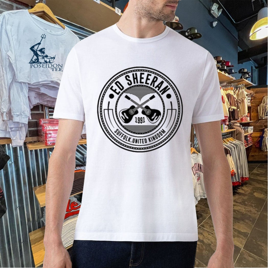 Ed Sheeran Suffolk United kingdom 1991 Crossed Guitar T-shirt