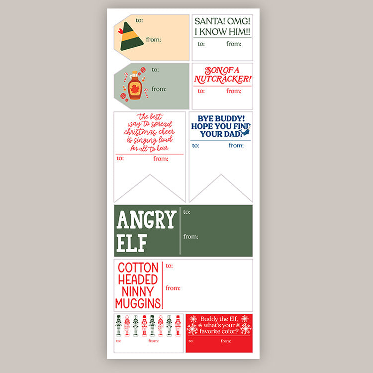Elf Movie Holiday Tags (Sticker Sheet)