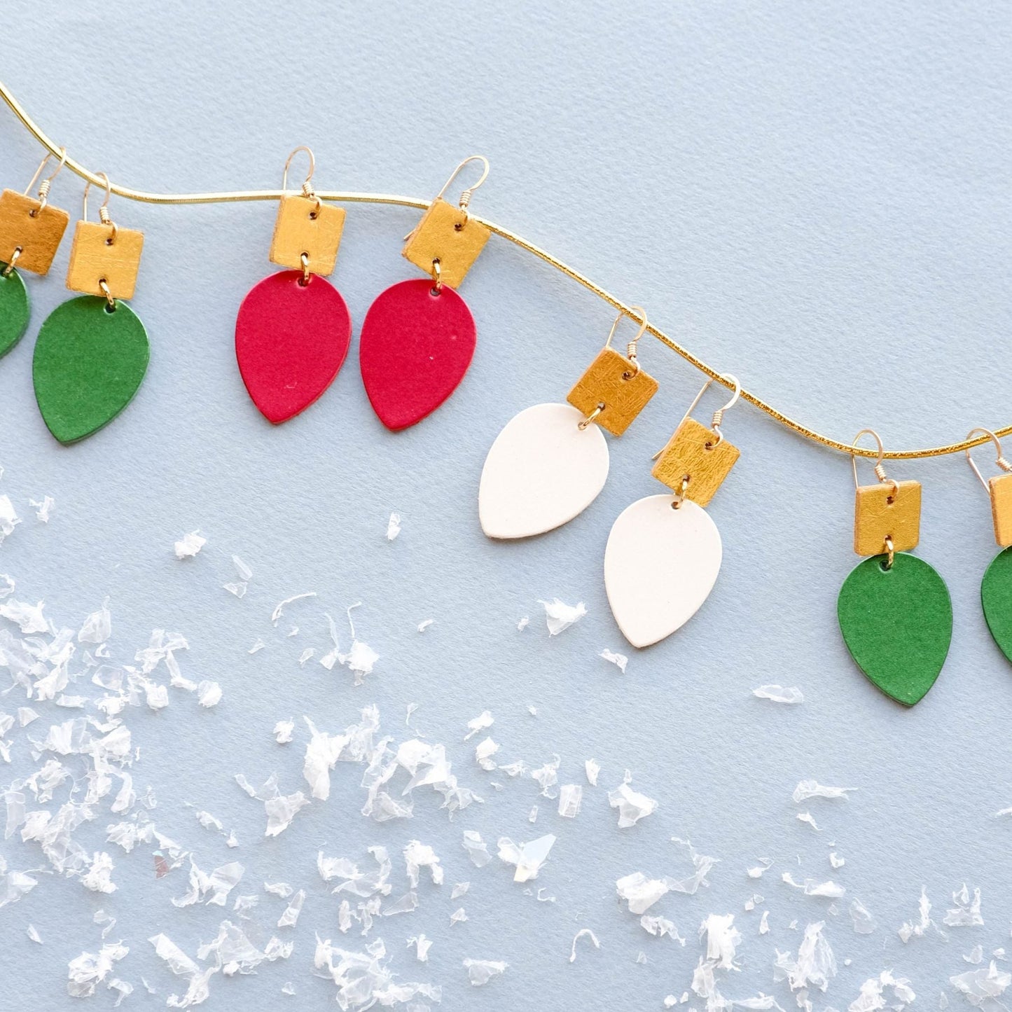 Emerald Sparkle Holiday Lights Statement Earrings