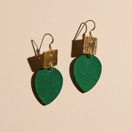 Emerald Sparkle Holiday Lights Statement Earrings