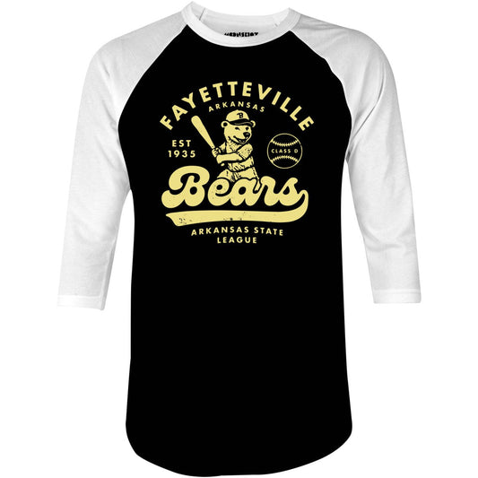 Fayetteville Bears - Arkansas - Vintage Defunct Baseball Teams - 3/4 Sleeve Raglan T-Shirt