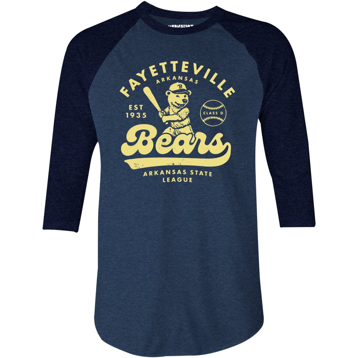 Fayetteville Bears - Arkansas - Vintage Defunct Baseball Teams - 3/4 Sleeve Raglan T-Shirt