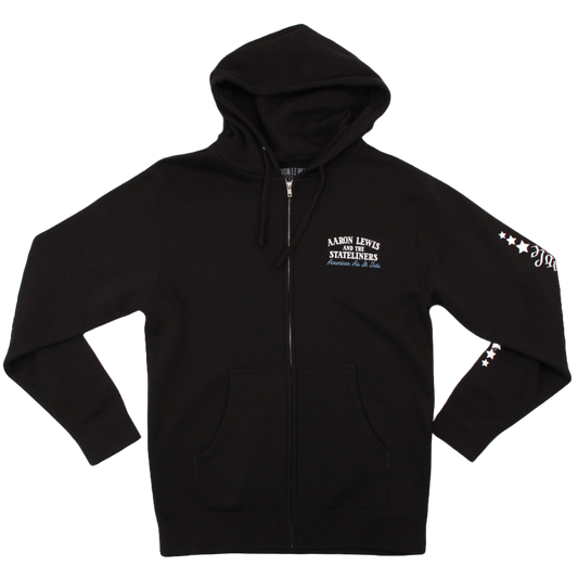 Aaron Lewis Uncle Sam Skull Mens Zip-Up Hoodie Black