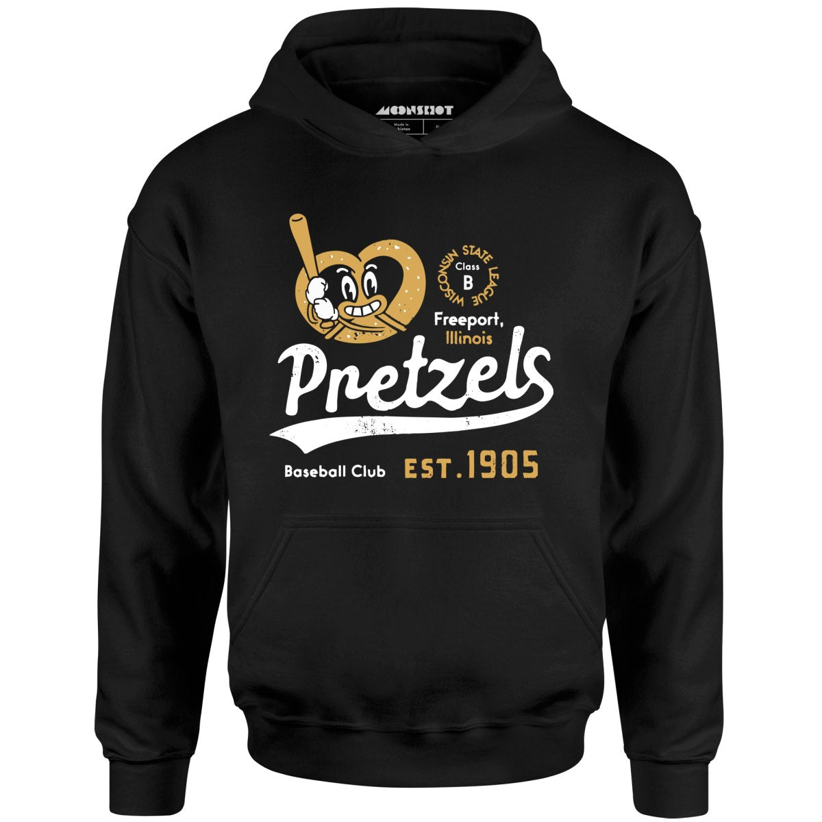 Freeport Pretzels - Illinois - Vintage Defunct Baseball Teams - Unisex Hoodie