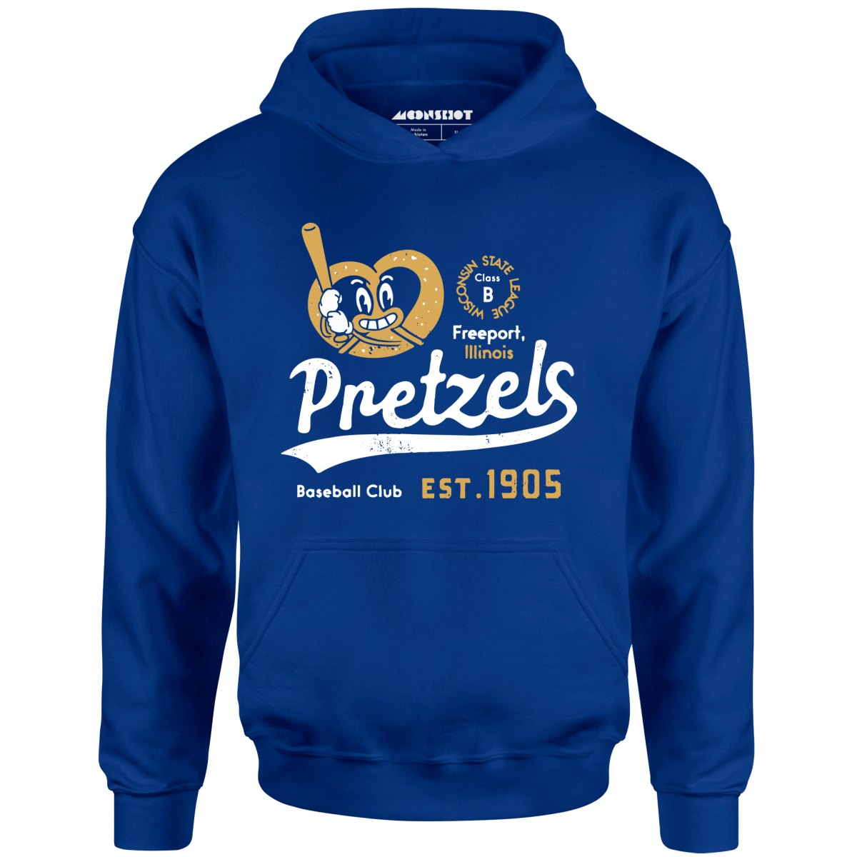 Freeport Pretzels - Illinois - Vintage Defunct Baseball Teams - Unisex Hoodie