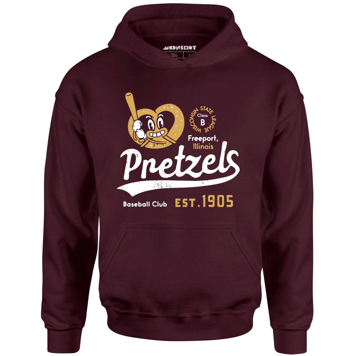 Freeport Pretzels - Illinois - Vintage Defunct Baseball Teams - Unisex Hoodie