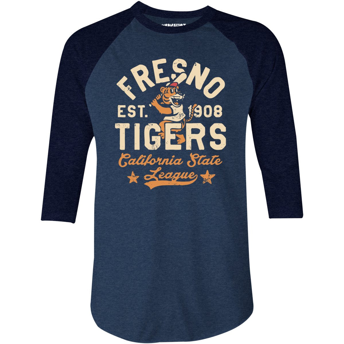 Fresno Tigers - California - Vintage Defunct Baseball Teams - 3/4 Sleeve Raglan T-Shirt