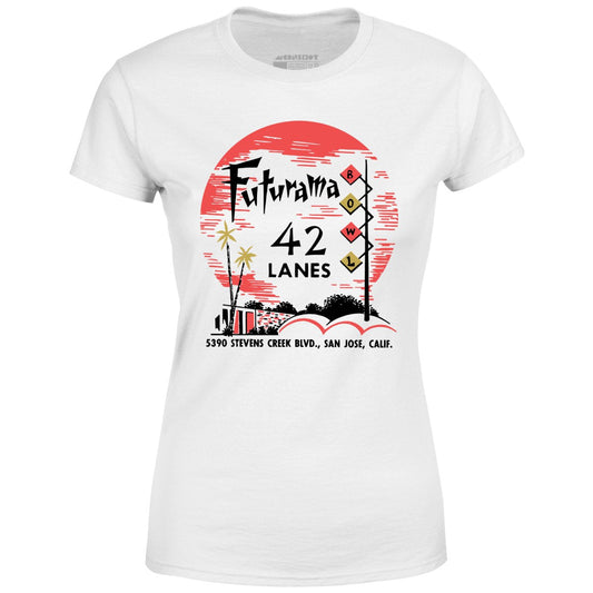 Futurama Lanes - San Jose, CA - Vintage Bowling Alley - Women's T-Shirt