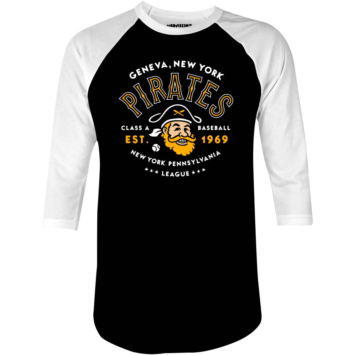 Geneva Pirates - New York - Vintage Defunct Baseball Teams - 3/4 Sleeve Raglan T-Shirt