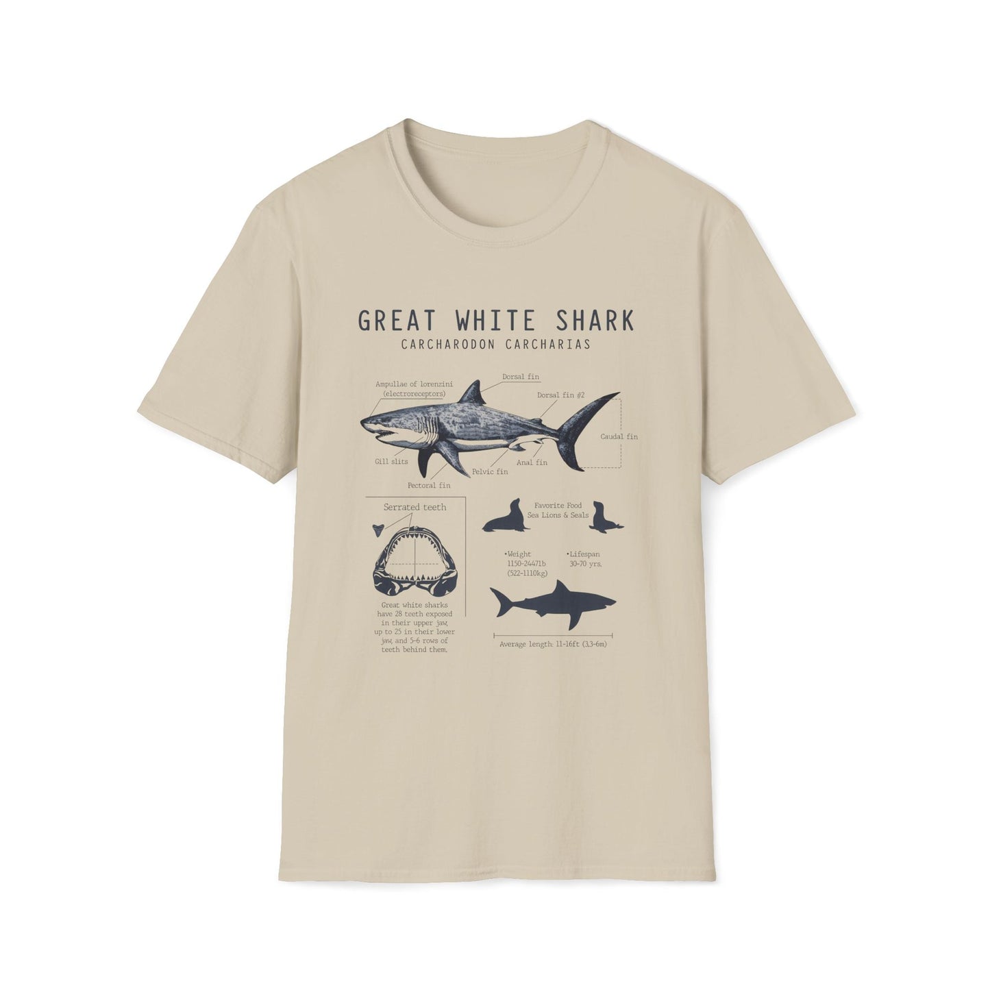 Great White Shark Anatomy Unisex T-Shirt,