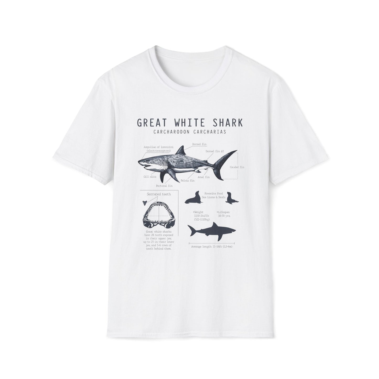 Great White Shark Anatomy Unisex T-Shirt,