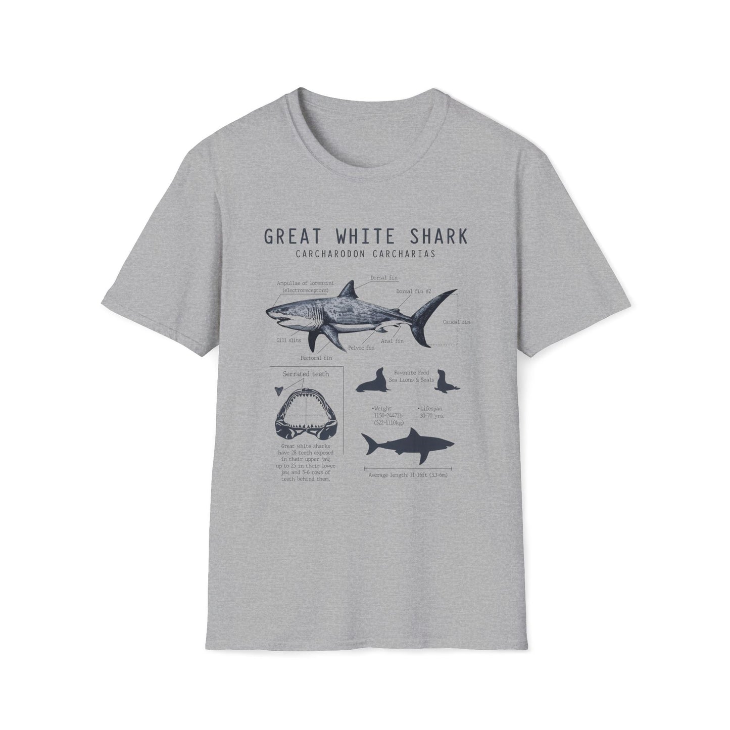 Great White Shark Anatomy Unisex T-Shirt,