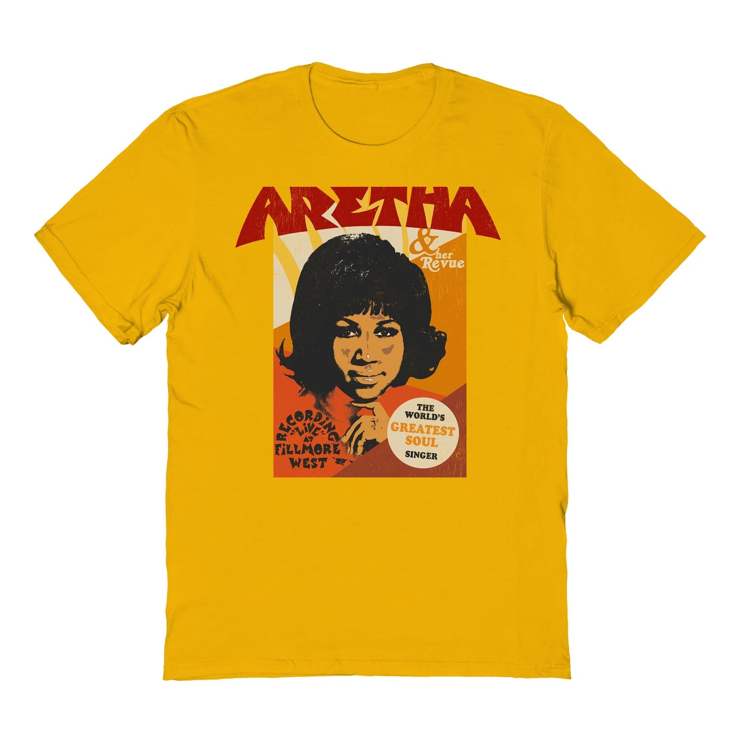 Aretha Franklin Aretha and Revue Mens T Shirt Gold - clothing by TeeHivey.com