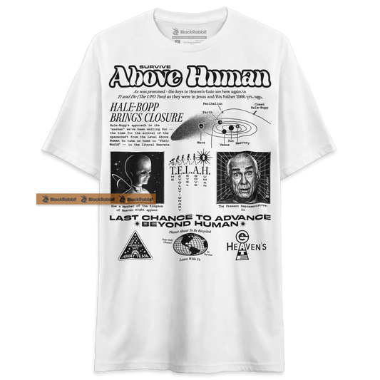 Heaven's Gate Cult Black and White Survive Above Human 90s Retro Vintage Unisex Classic T-Shirt