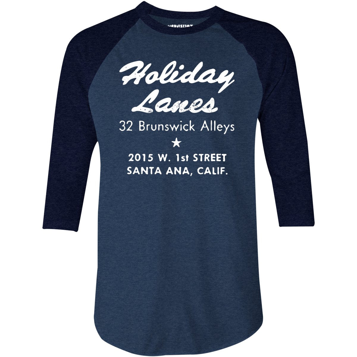 Holiday Lanes - Santa Ana, CA - Vintage Bowling Alley - 3/4 Sleeve Raglan T-Shirt