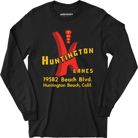 Huntington Lanes - Huntington Beach, CA - Vintage Bowling Alley - Long Sleeve T-Shirt
