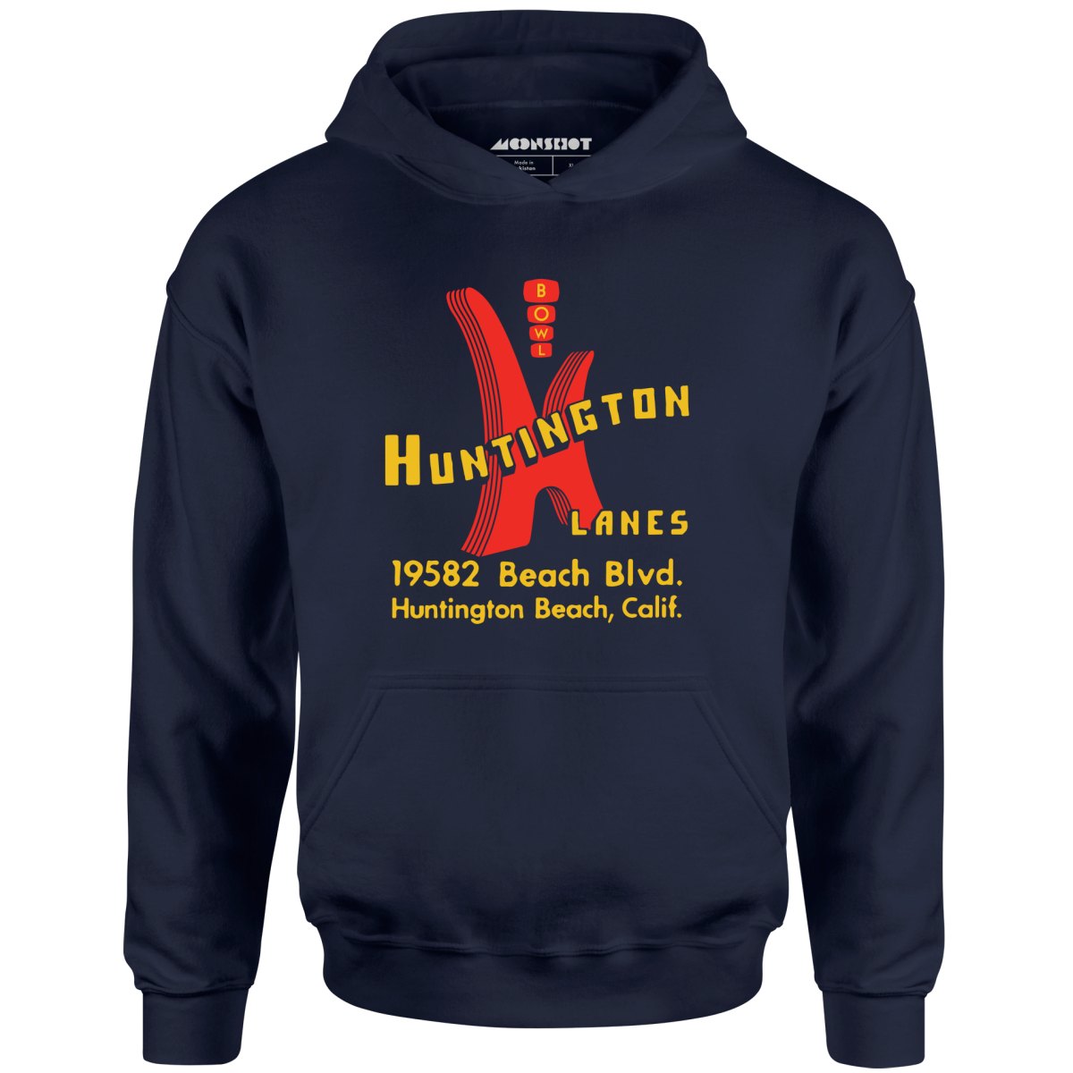 Huntington Lanes - Huntington Beach, CA - Vintage Bowling Alley - Unisex Hoodie