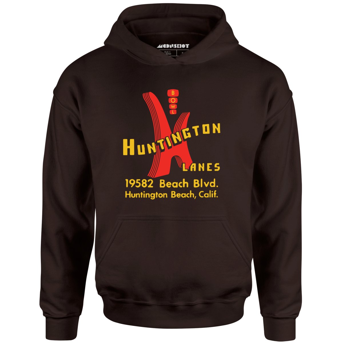 Huntington Lanes - Huntington Beach, CA - Vintage Bowling Alley - Unisex Hoodie