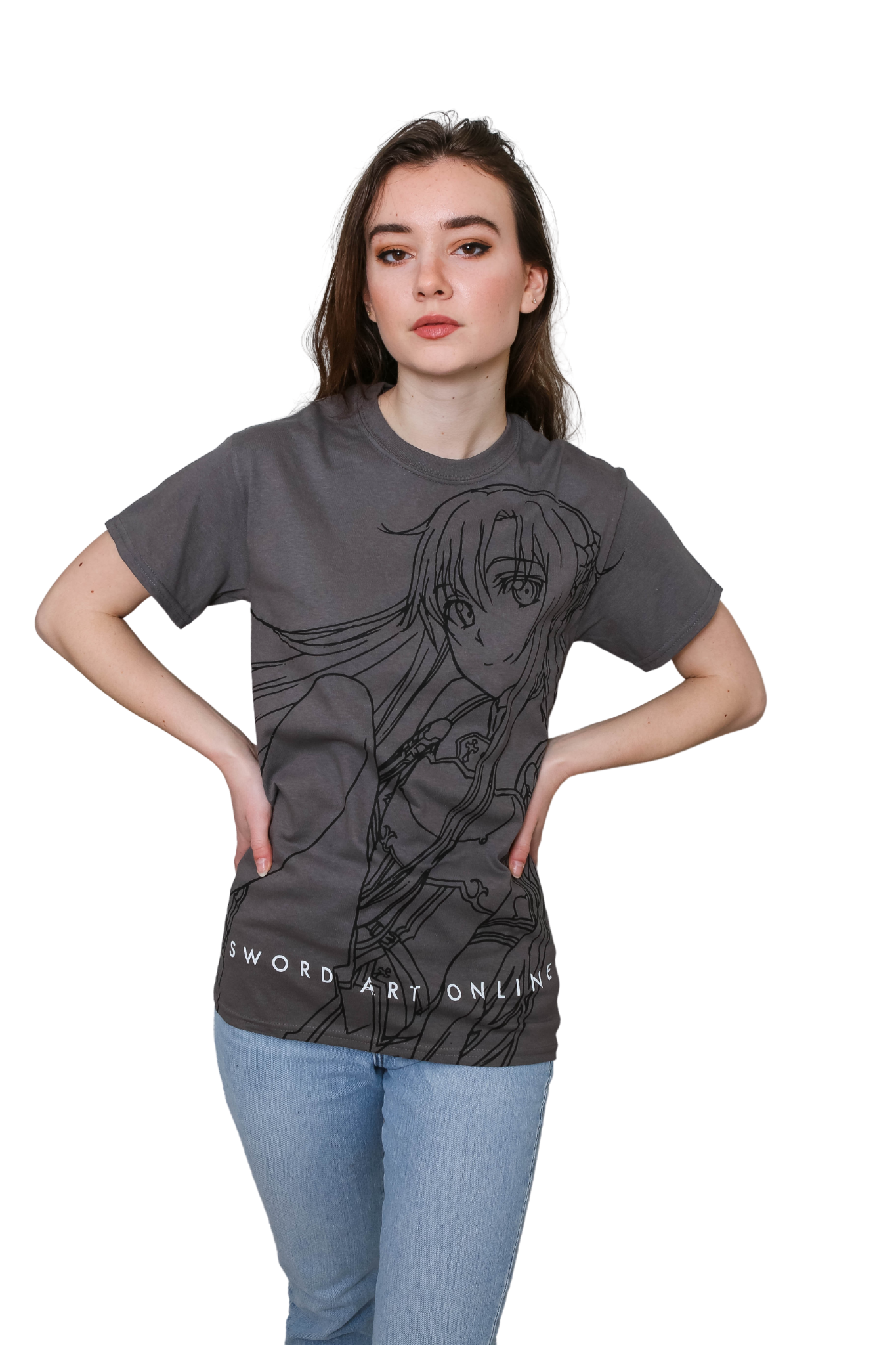 Sword Art Online - Asuna Sitting Line Art Adult T-Shirt - clothing by TeeHivey.com (Image 3)