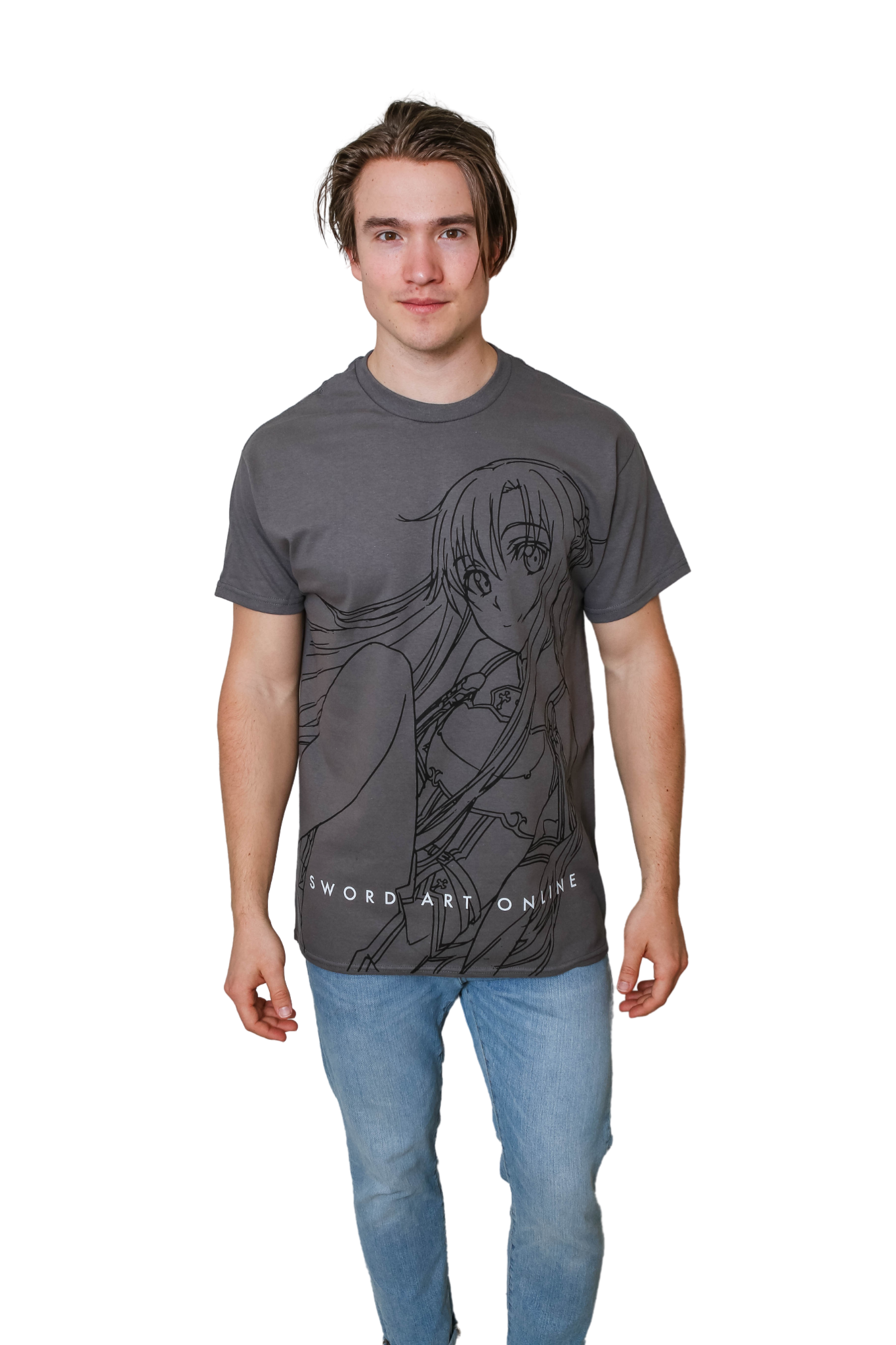 Sword Art Online - Asuna Sitting Line Art Adult T-Shirt - clothing by TeeHivey.com (Image 2)