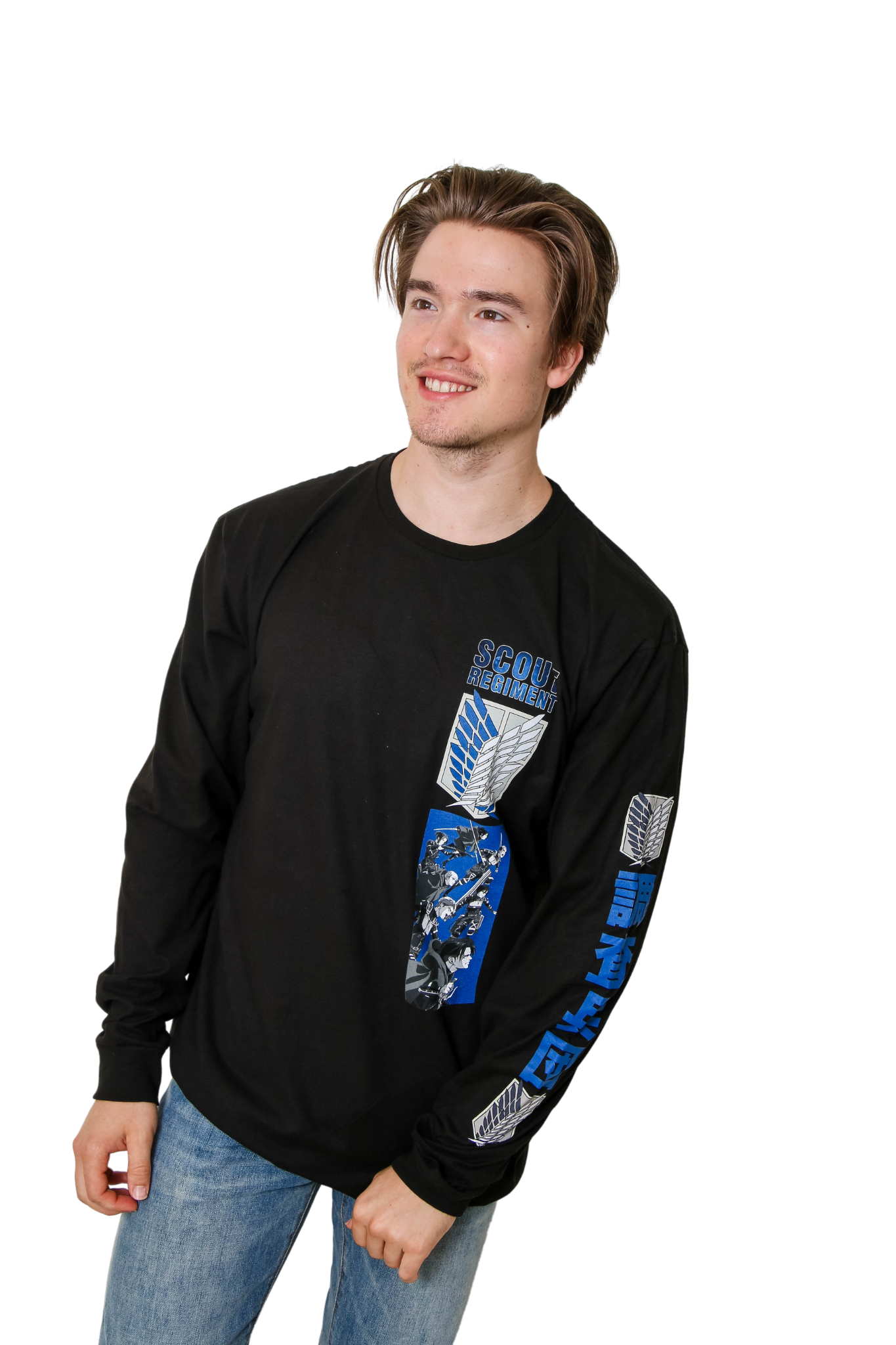 Attack On Titan Scout Regiment Kanji On Sleeves Officially Licensed Adult Long Sleeve T-Shirt
