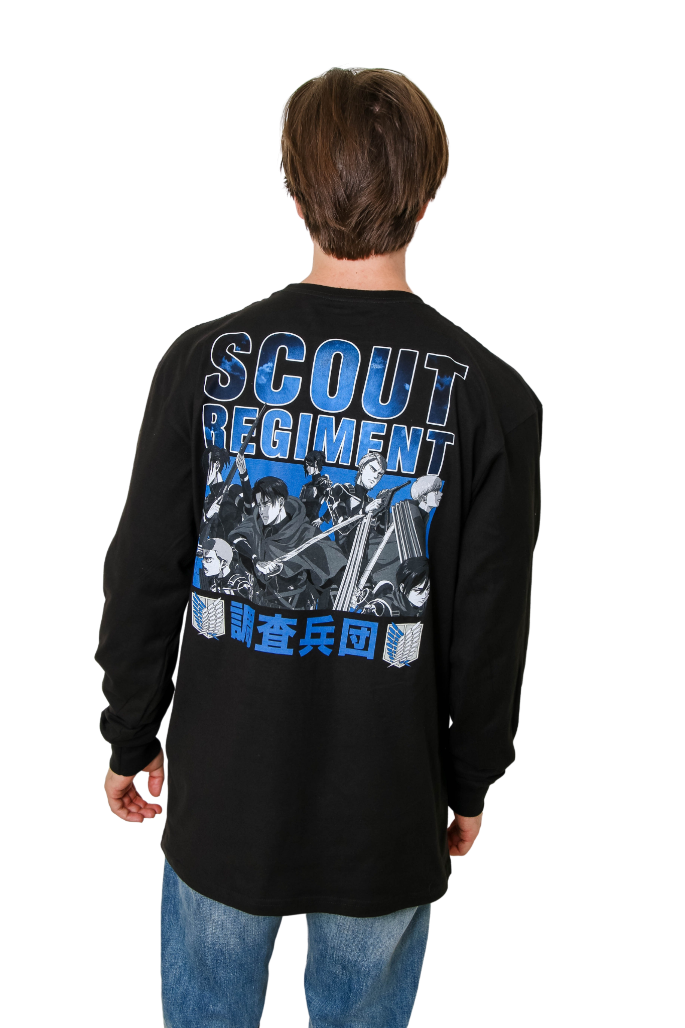 Attack On Titan Scout Regiment Kanji On Sleeves Officially Licensed Adult Long Sleeve T-Shirt