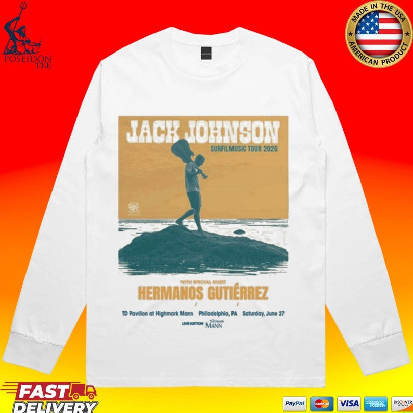 Jack Johnson Surfilmusic Tour Philadelphia Pa June 27 2026 T-shirt