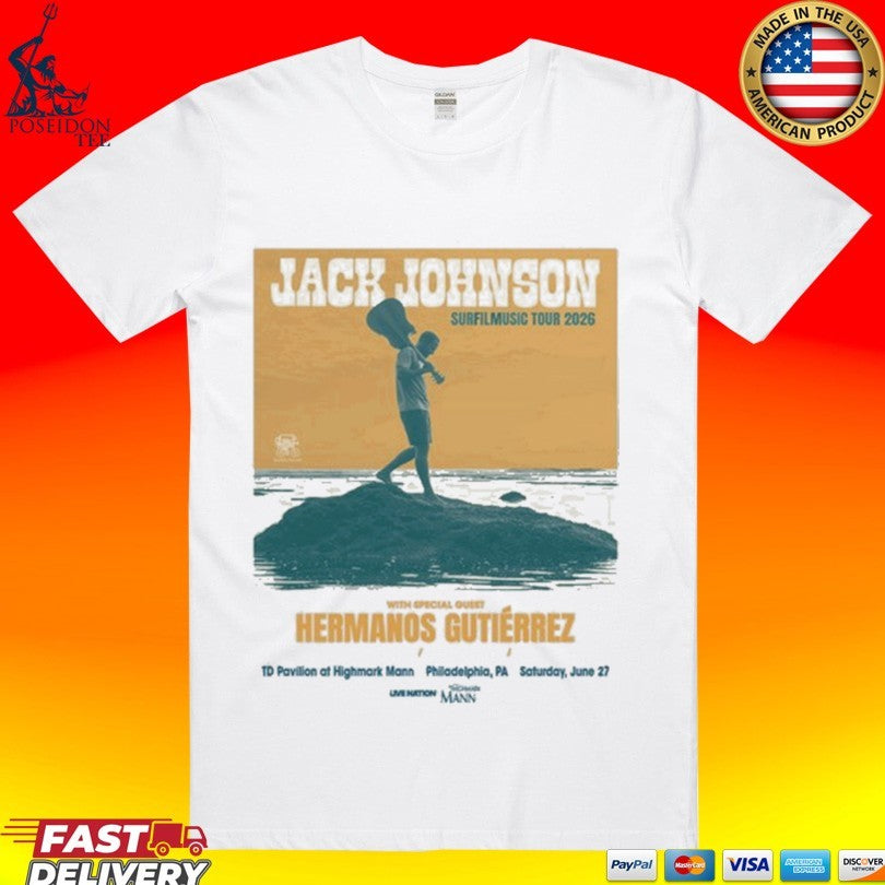 Jack Johnson Surfilmusic Tour Philadelphia Pa June 27 2026 T-shirt