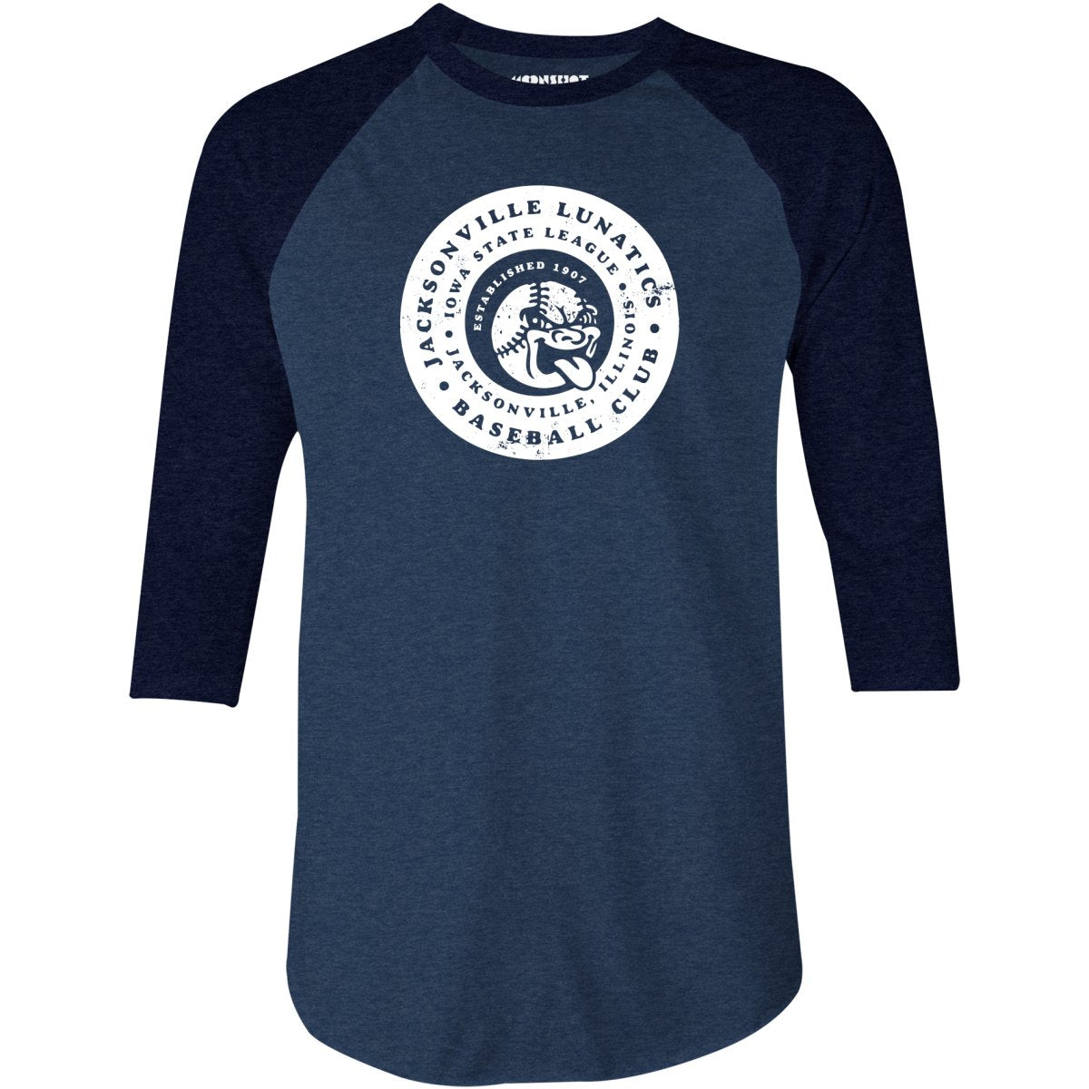 Jacksonville Lunatics - Illinois - Vintage Defunct Baseball Teams - 3/4 Sleeve Raglan T-Shirt