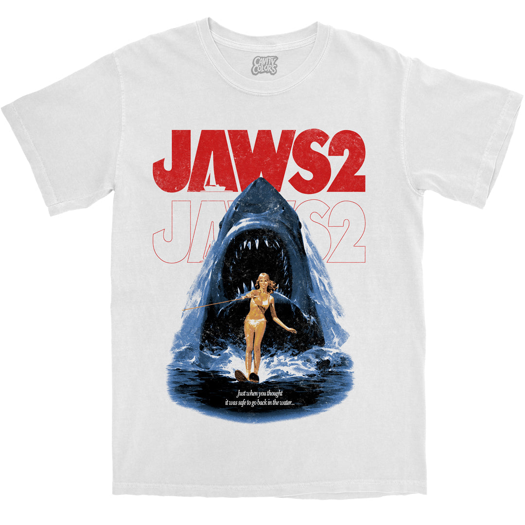 JAWS 2: RETRO HORROR - T-SHIRT (COMFORT COLORS) WHITE