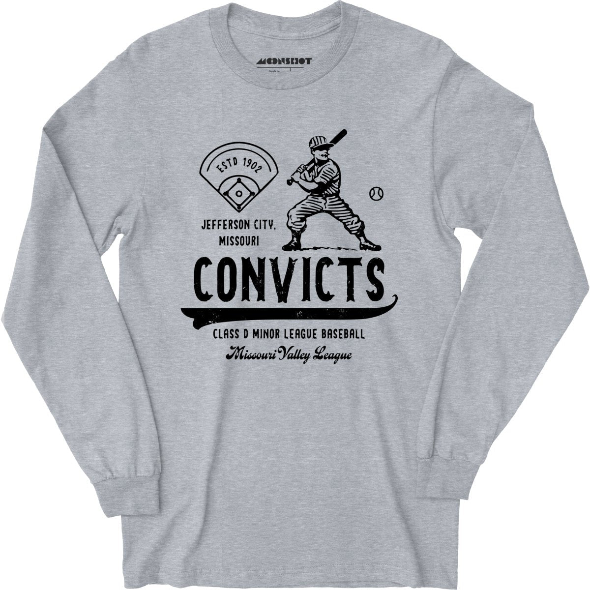 Jefferson City Convicts - Missouri - Vintage Defunct Baseball Teams - Long Sleeve T-Shirt