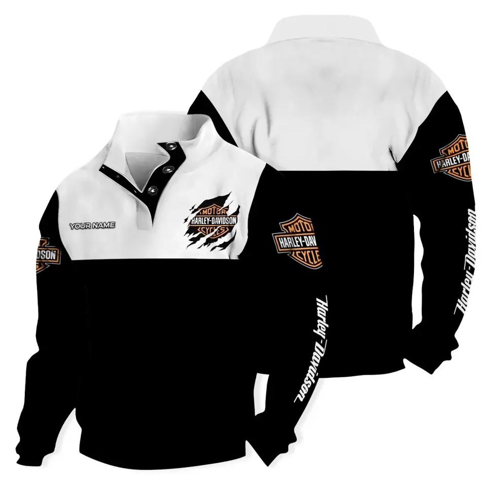 Haarleyy Davidson Colorful Stand Collar Sweatshirt With Custom Name