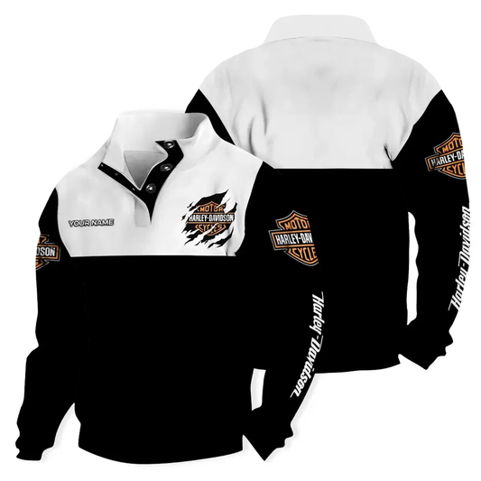 Haarleyy Davidson Colorful Stand Collar Sweatshirt With Custom Name