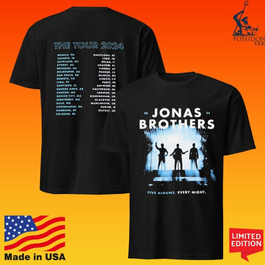 Jonas Brothers Five Albums Every Night The Tour 2024 T-shirt