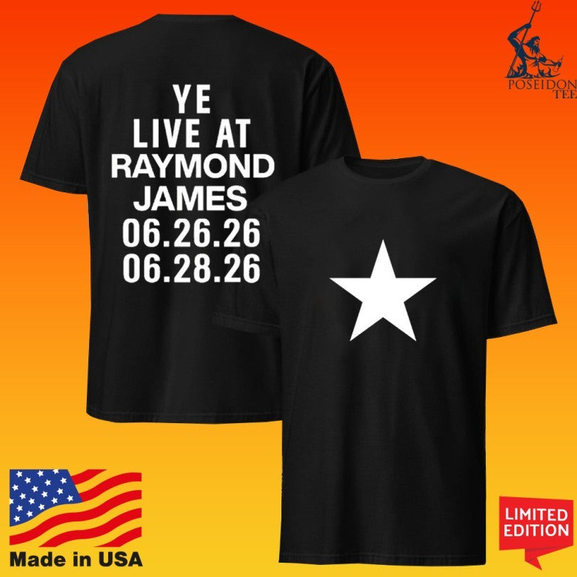 Kanye West Live At Raymond James Stadium Tampa Florida 2026 Concert Merch On June 26 And 28 2026 Star T-shirt