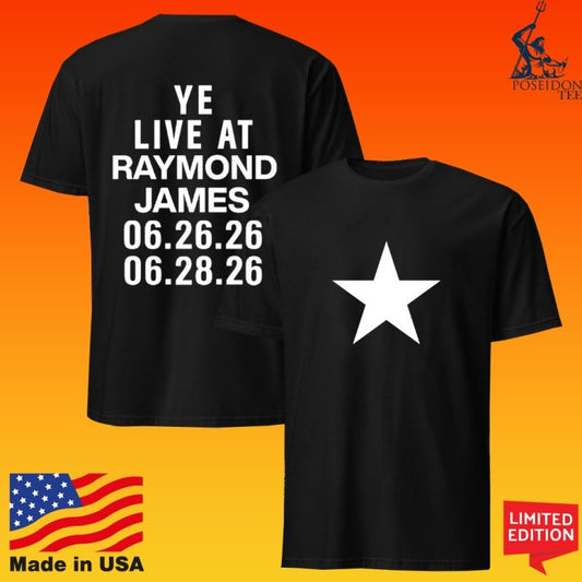 Kanye West Live At Raymond James Stadium Tampa Florida 2026 Concert Merch On June 26 And 28 2026 Star T-shirt