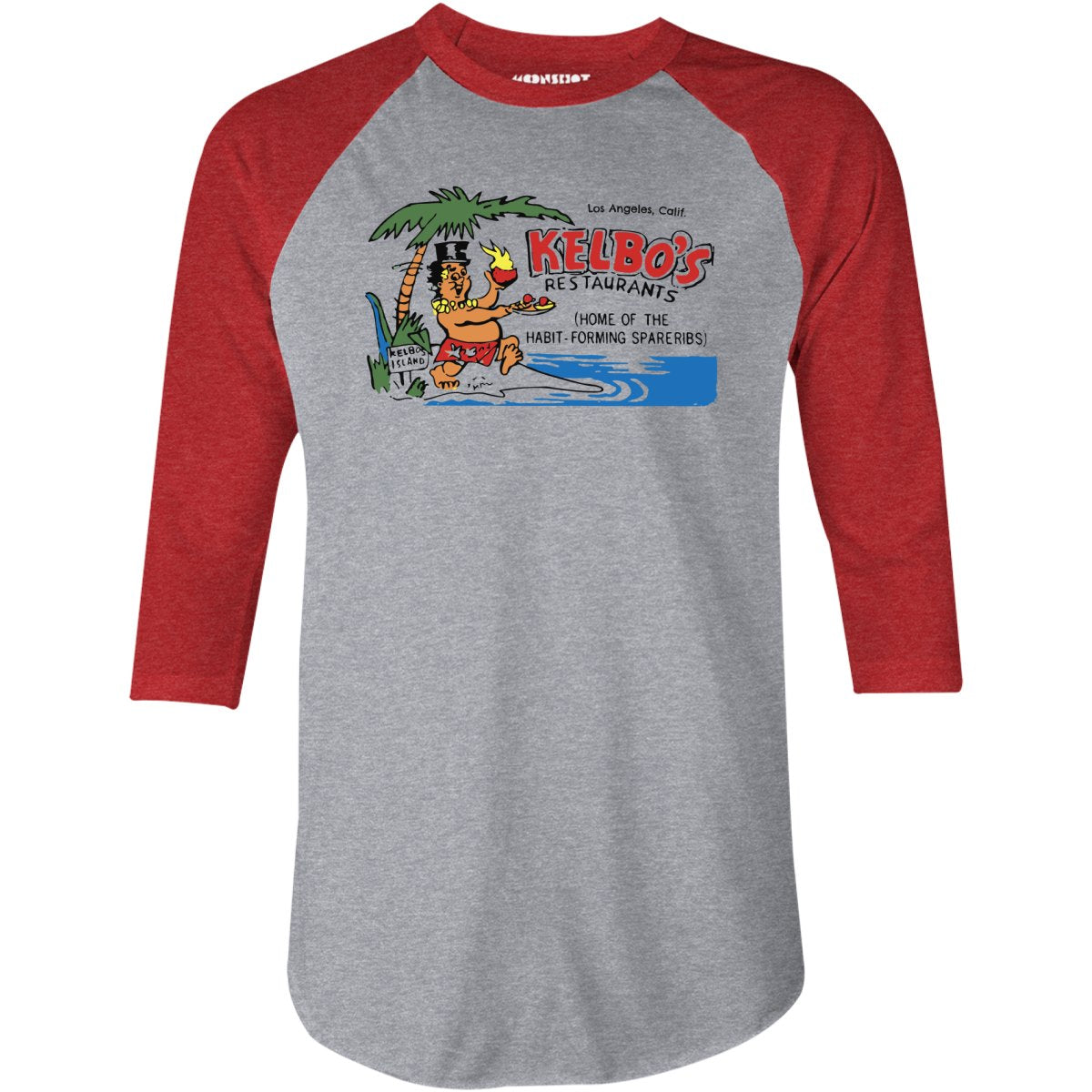 Kelbo's v2 - Los Angeles, CA - Vintage Tiki Bar - 3/4 Sleeve Raglan T-Shirt